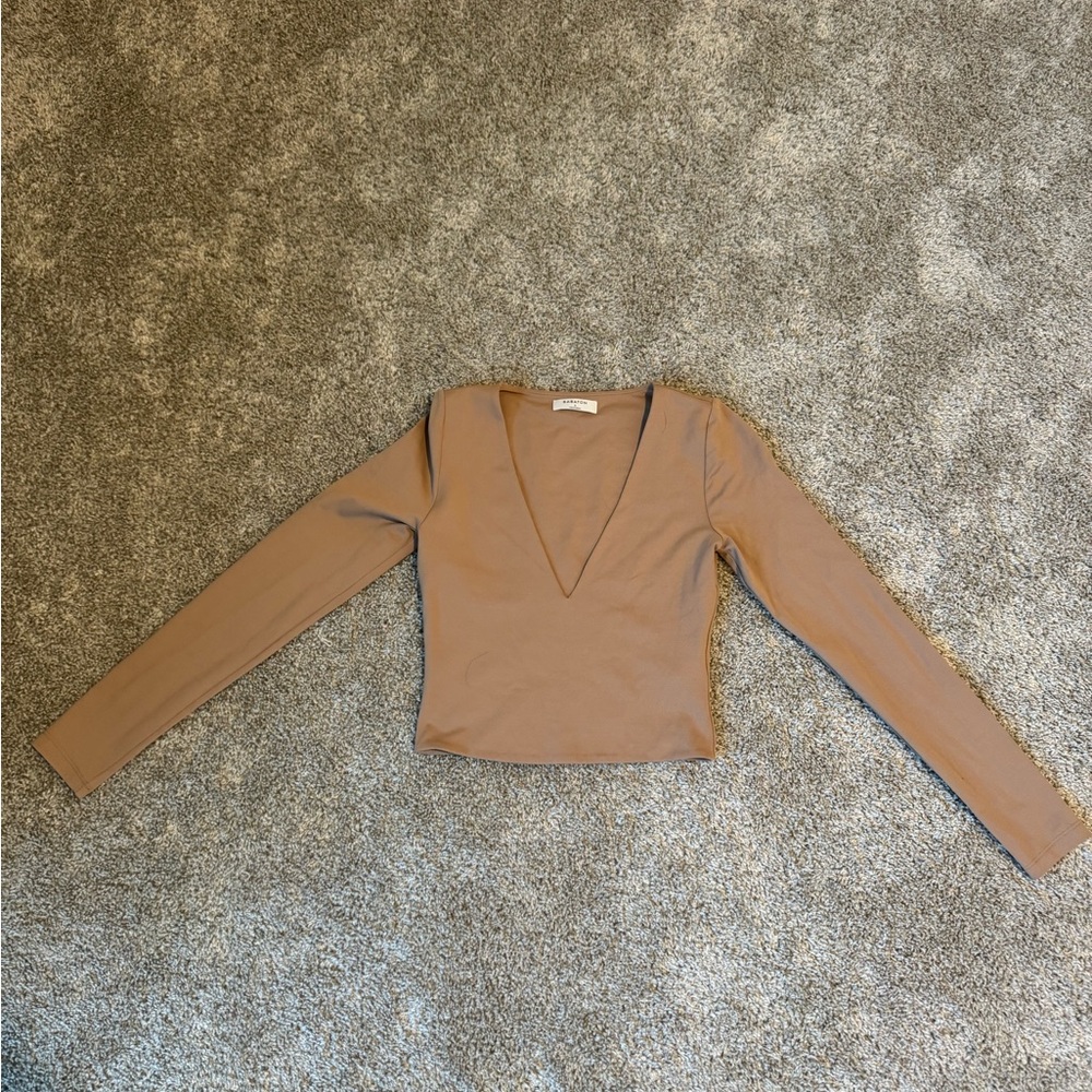 Artizia brown v neck crop top